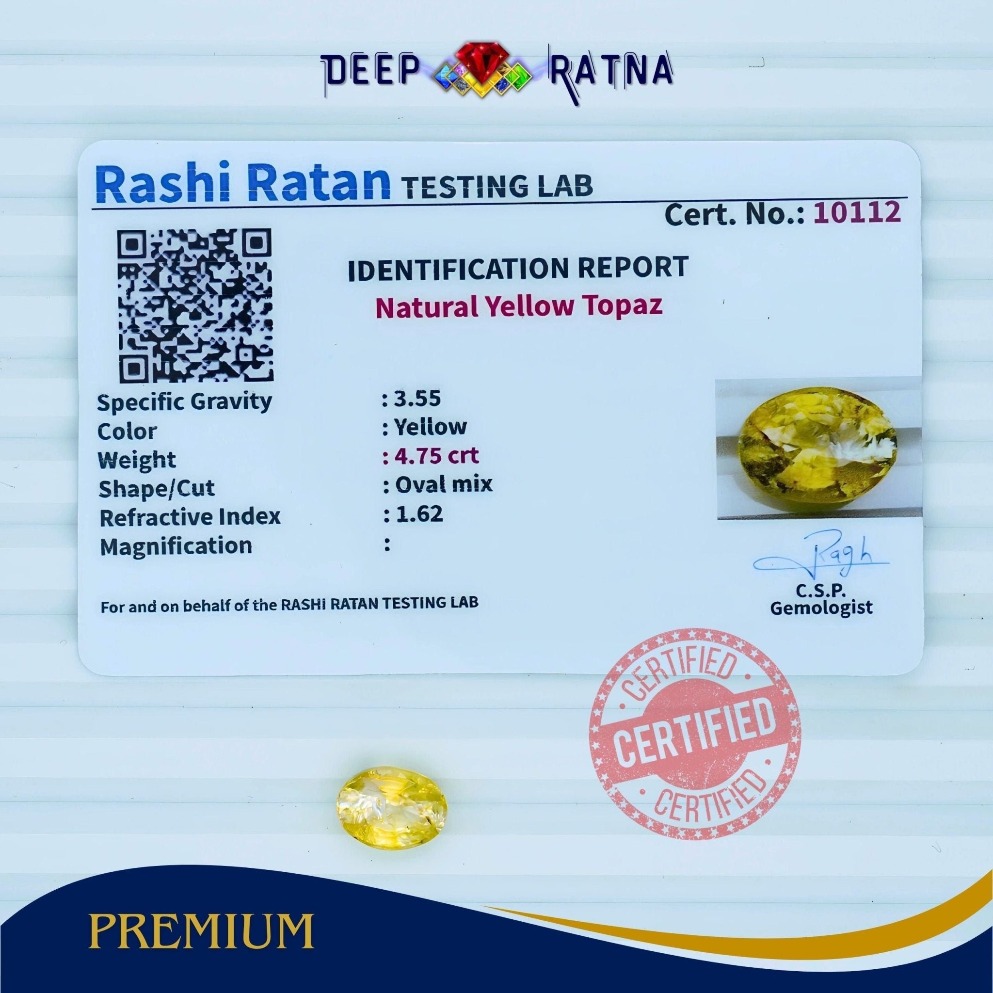 Yellow Topaz 4.75 Carat - Deep Ratna