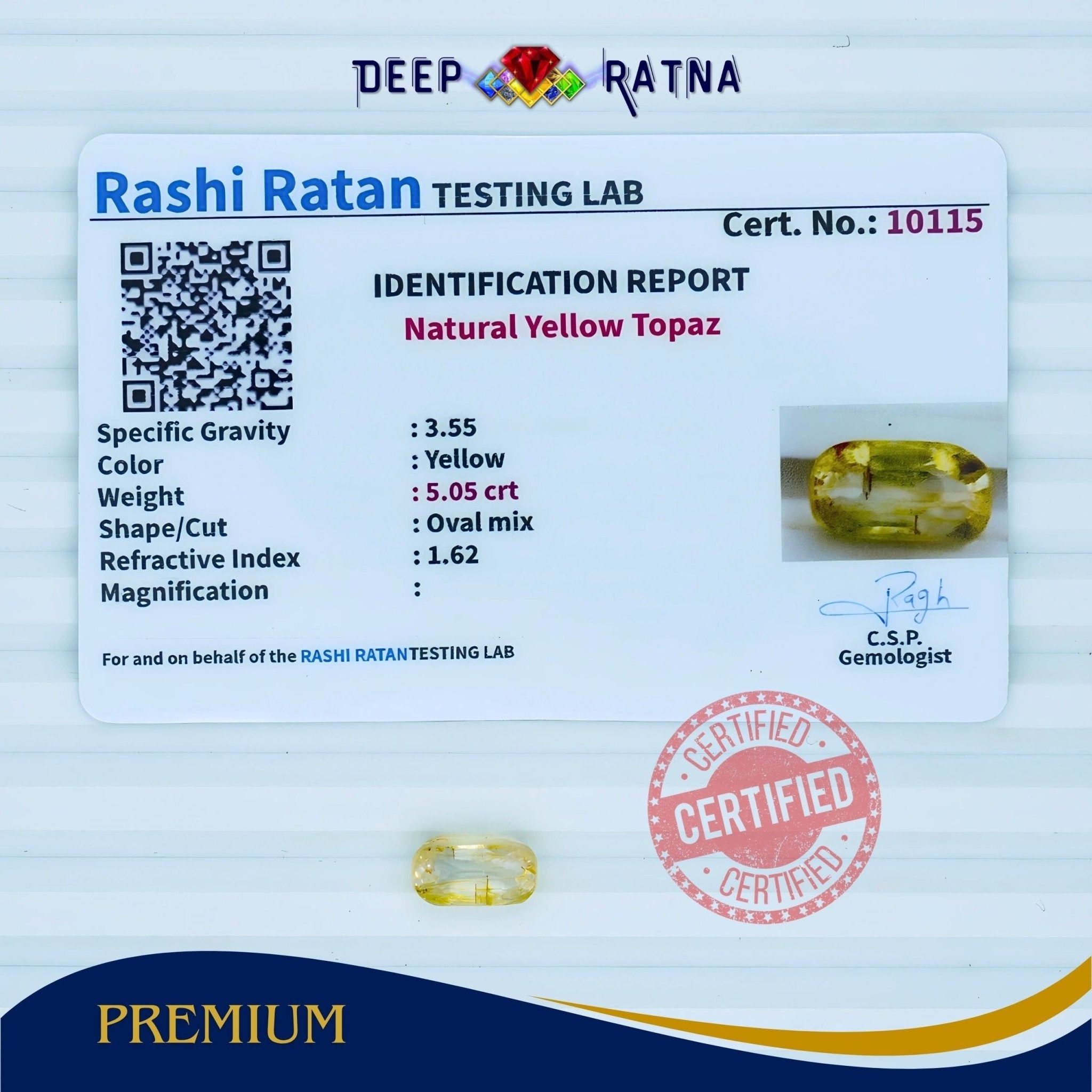 Yellow Topaz 5.05 Carat - Deep Ratna