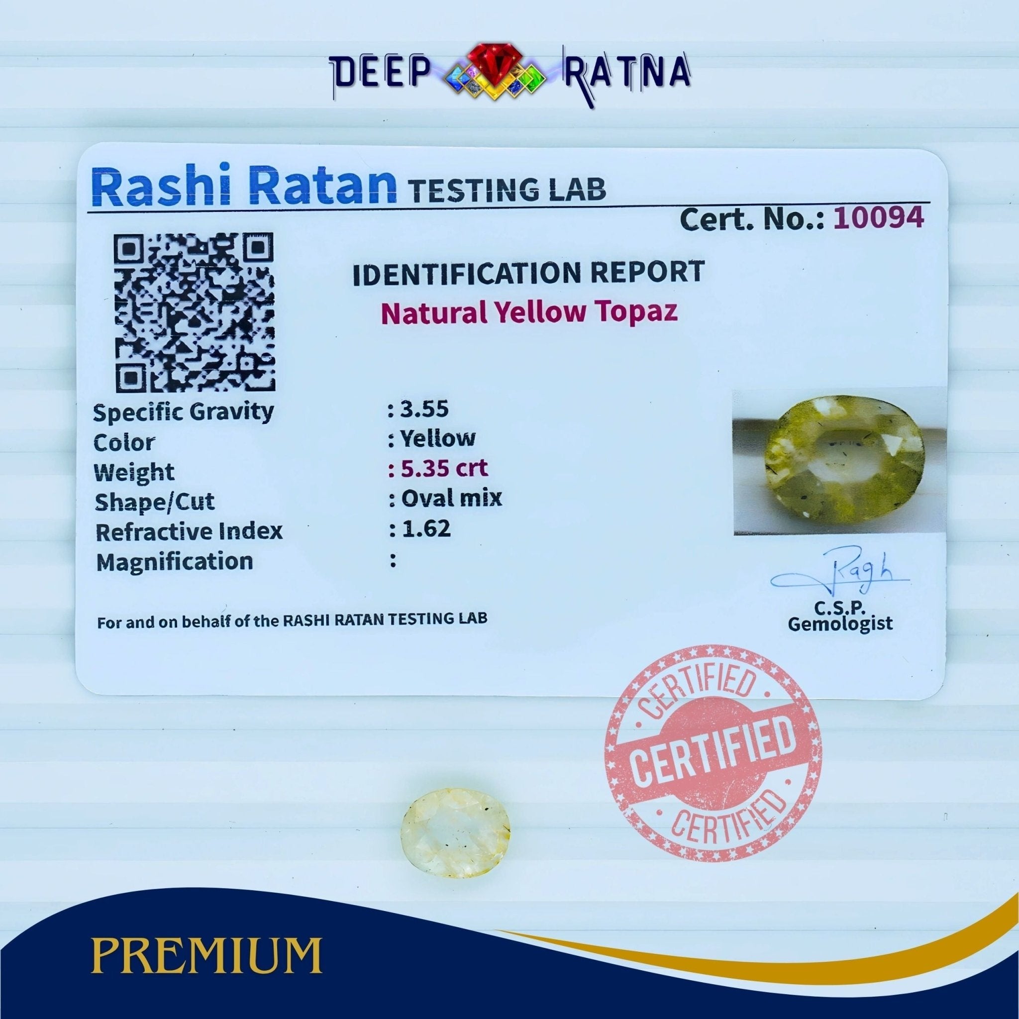 Yellow Topaz 5.35 Carat - Deep Ratna