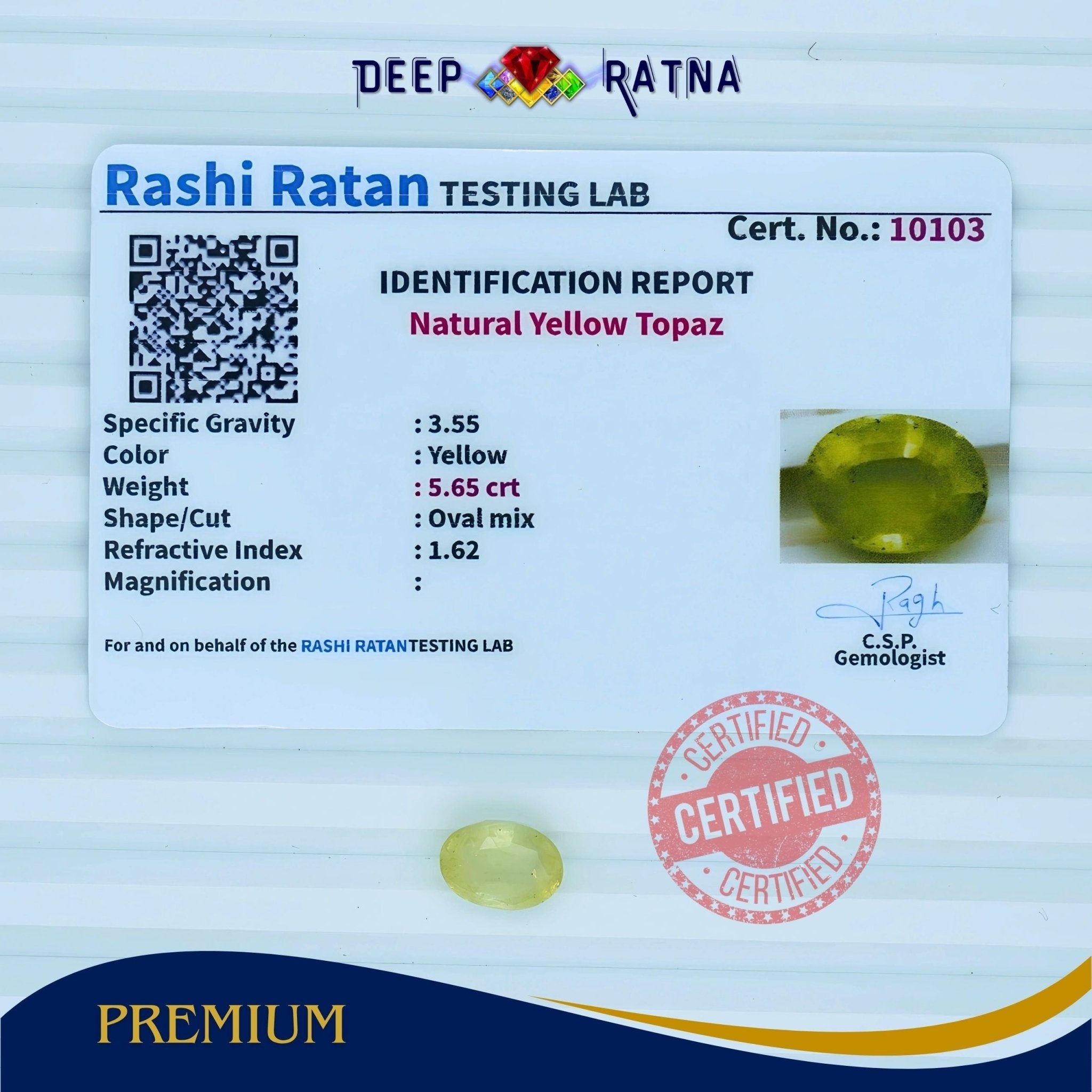 Yellow Topaz 5.65 Carat - Deep Ratna