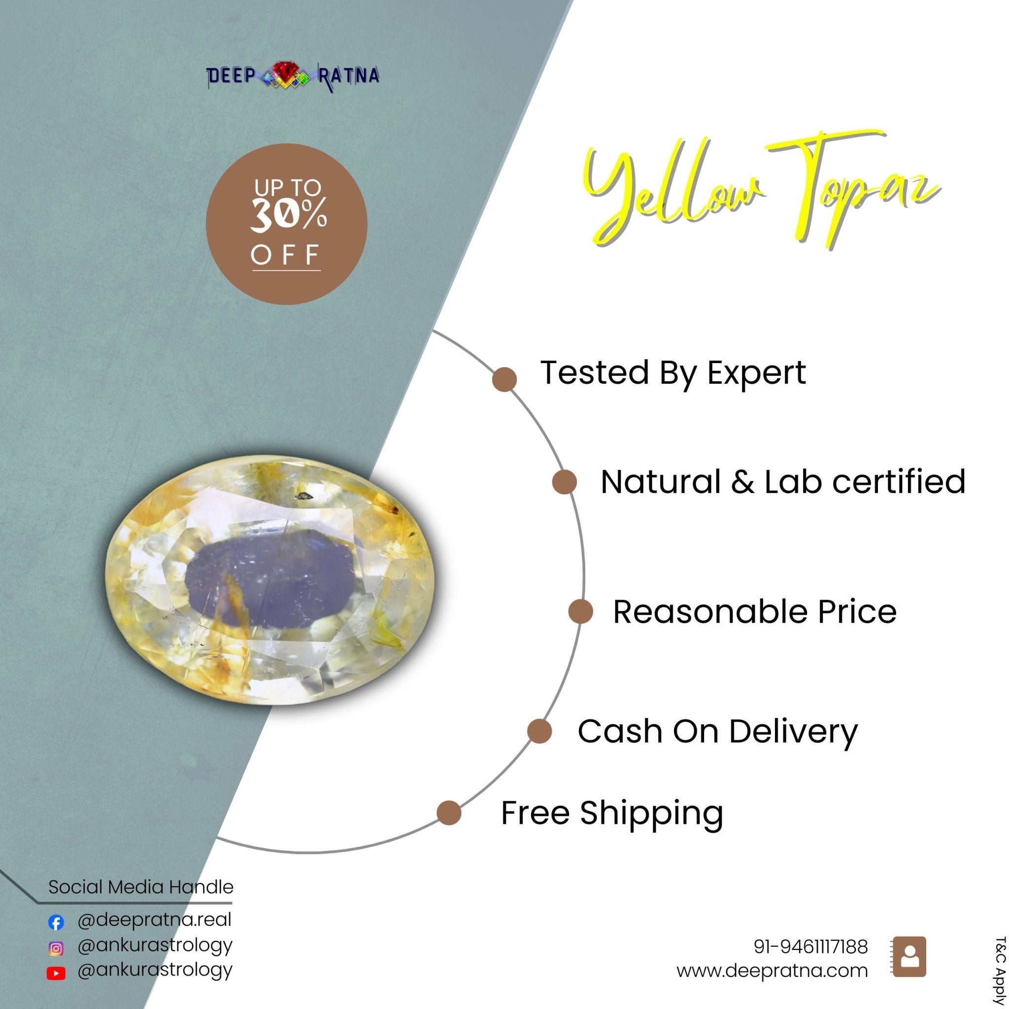 Yellow Topaz 8.55 Carat - Deep Ratna