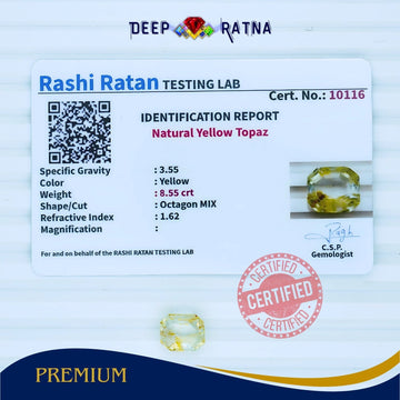 Yellow Topaz 8.55 Carat - Deep Ratna