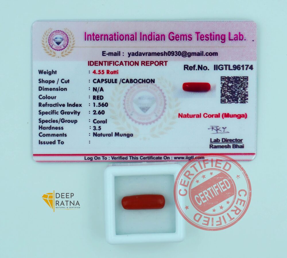 Natural Red Coral – Moonga 4.55 Ratti