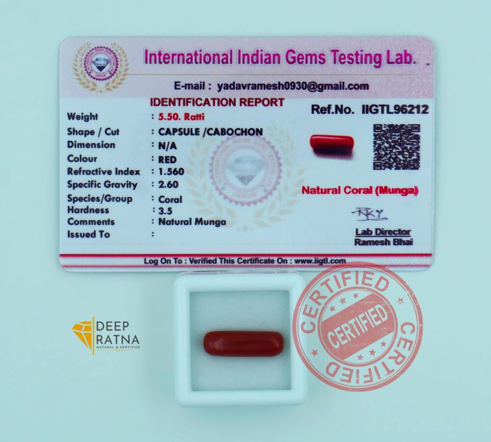 Natural Red Coral – Moonga 5.50 Ratti